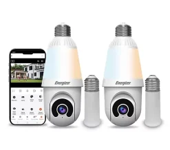 Energizer Smart WIFI Pan & Tilt 2K Light Bulb Camera 2PK