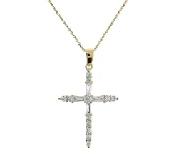 Alternative view of Diamonique Cross Pendant w/ Chain, Sterling Silver