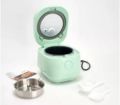 GreenPan Fuzzy Logic Carb Reducing 8 Cup Rice Cooker & Tools - Mint Julep