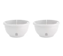 EEZY-GRO Set of 2 12" Self- Watering Hanging Baskets - White