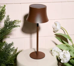 SecureBrite 13" Solar Indoor/Outdoor Lamp with Metal Shade - Mocha