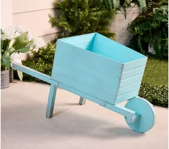 Girl Next Door Wheelbarrow Flower Planter - Turquoise