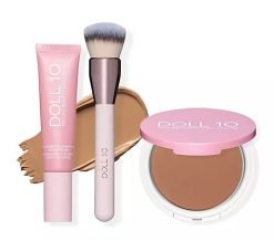 Doll 10 TCE Liquid Filter Foundation with Powder & Brush - Tan