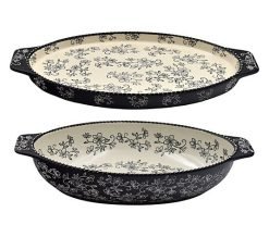 Temp-tations Floral Lace 3-qt Shallow Casserole with Lid-It - Black