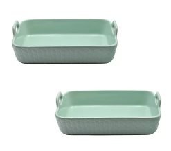 Temp-tations Carved Willow Set of (2) 9"x13" Baker w/ Upswept Handles