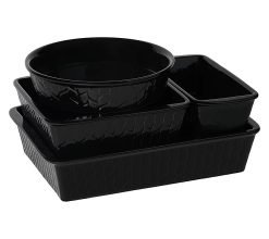 Temp-tations Carved Willow 5-Piece Nestable Bakeware Set - Black