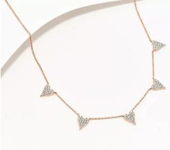 Diamonique x Jennifer Miller 5 Heart Station Necklace, Sterl - Rose