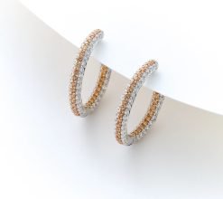 Diamonique x Jennifer Miller 1" Inside-Out Hoop Earrings, Sterling Silver - Yellow