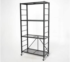POP-It 4-Tier Collapsible and Adjustable Shelf Rack - Black