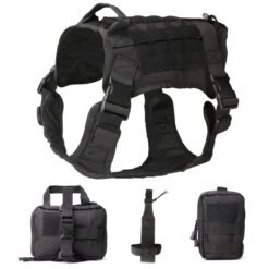 Outdoor Training Tactical Dog Vest Rope Rescue Accessory Kit - Black, S