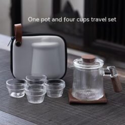Tea Cup Striped Tea Three Cups Heat-resistant Glass - A Pot Of Four Cup Set