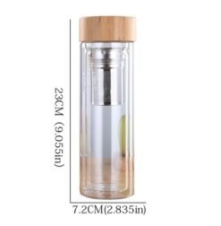 Alternative view of Tea water separation cups Double glass cups travel office home Stainless steel filter insulation cup