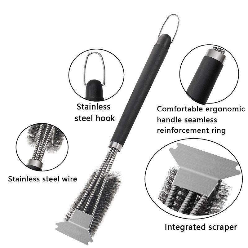 BBQ Grill Barbecue Kit Cleaning Brush Stainless Steel Kitchen Accessories Bristles Cleaning Brushes Cooking Tool Barbecue Gadget - Image 4