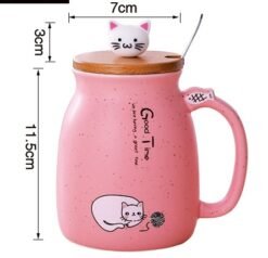 Alternative view of 450ml Cartoon Ceramics Cat Mug With Lid and Spoon Coffee Milk Tea Mugs Breakfast Cup Drinkware Novelty Gifts