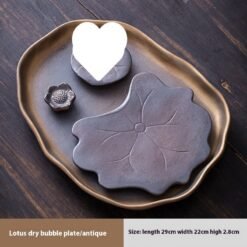 Tea Table Ceramic Tea Tray Household Bench Office Tea Tray - Small Size Qing Lotus Antique
