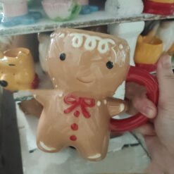 Gingerbread Man Christmas Ceramic Tea Mugs - Camel