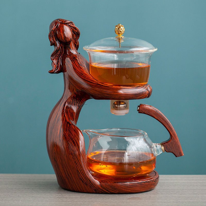 Maid Semi-automatic Tea Set Tea Making Kungfu Teapot Automatic Tea Set Heat-resistant Glass Holder Base Tea Infusers Tea Ware - Image 10