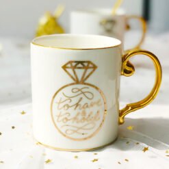 Premium Sense Mug With Lid Spoon - Diamond Cup, No gifts