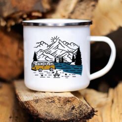Caravan Printed Camper Mugs Camping Enamel Mug Adventure - UXH102141 A015WH 8, 360 Ml