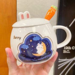 Korean Cartoon Creative Radish Rabbit Mugs - White