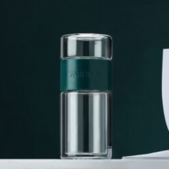 Double-layer Tea And Water Separated Glass Cups, Tea Cups, Creative Gift Cups - Green without cup holder, 200ML