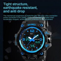 Alternative view of SKMEI Men's Wrist Watch,Large Face Military Waterproof Watches for Men with Stopwatch Alarm LED Back Light Sports Watch, Blue