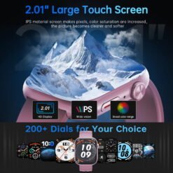 Alternative view of Smart Watch for Men Women, 2.01" HD Touchsreen, Bluetooth Calling, IP68 Water-Resistance, 180+ Sports Modes, Health, Fitness & Sleep Tracker, Timer, Fitness Watch for Android/iOS, Pink