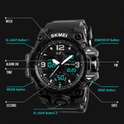 Alternative view of SKMEI Men's Military  Waterproof Watches for Men with Stopwatch Alarm LED Back Light Sports Watch, Black