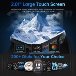 Alternative view of Smart Watch for Men Women, 2.01" HD Touchsreen, Bluetooth Calling, IP68 Water-Resistance, 180+ Sports Modes, Health, Fitness & Sleep Tracker, Timer, Fitness Watch for Android/iOS, Black