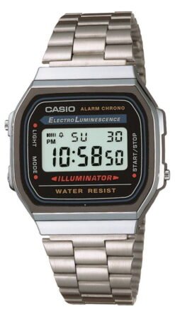 Casio Men's Stainless Steel Band Wristwatch, Silver & Black