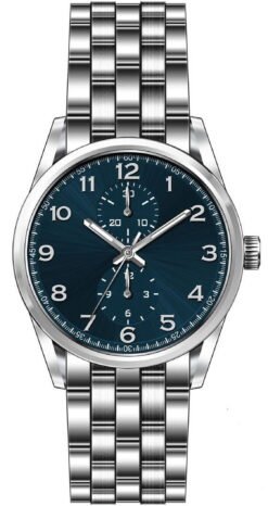 George Men's 41mm Silver Tone Blue Dial Easy Read Bracelet Watch