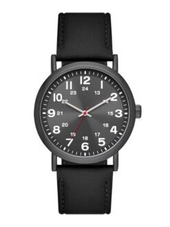 George Men's Watch: Gunmetal Tone Case, Black Easy Read Dial, Black Vegan Leather Band (FMDOGE046)