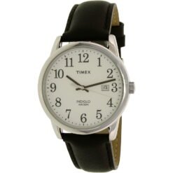 TImex Men's Easy Reader Date 38mm Black/Silver Leather Strap Watch