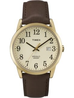 Timex Men's Easy Reader Date Brown/Gold/Cream 38mm Casual Watch, Leather Strap