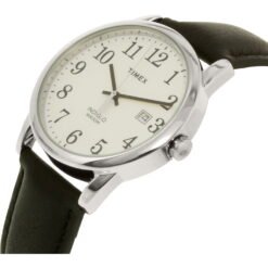 Alternative view of TImex Men's Easy Reader Date 38mm Black/Silver Leather Strap Watch