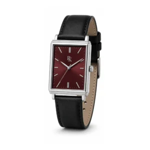 Royal Kinzy Deco 32mm Burgundy Leather Square Watch