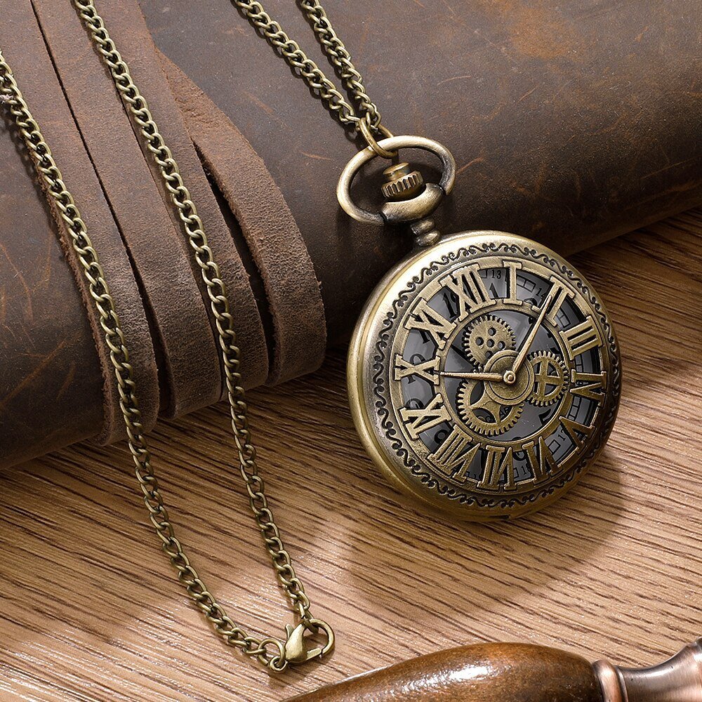 antique steampunk vintage roman numerals quartz pocket watch bronze case necklace pendant clock chain mens women antique steampunk vintage roman numerals quartz pocket watch bronze case necklace pendant clock chain mens women