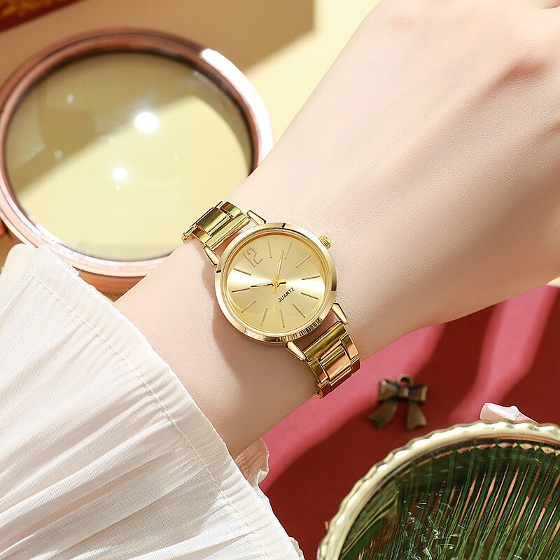 2pcs set watch luxury women simple dial hollow strap fashion gold bracelet quartz wristwatch student ladies watches reloj mujer 2pcs set watch luxury women simple dial hollow strap fashion gold bracelet quartz wristwatch student ladies watches reloj mujer