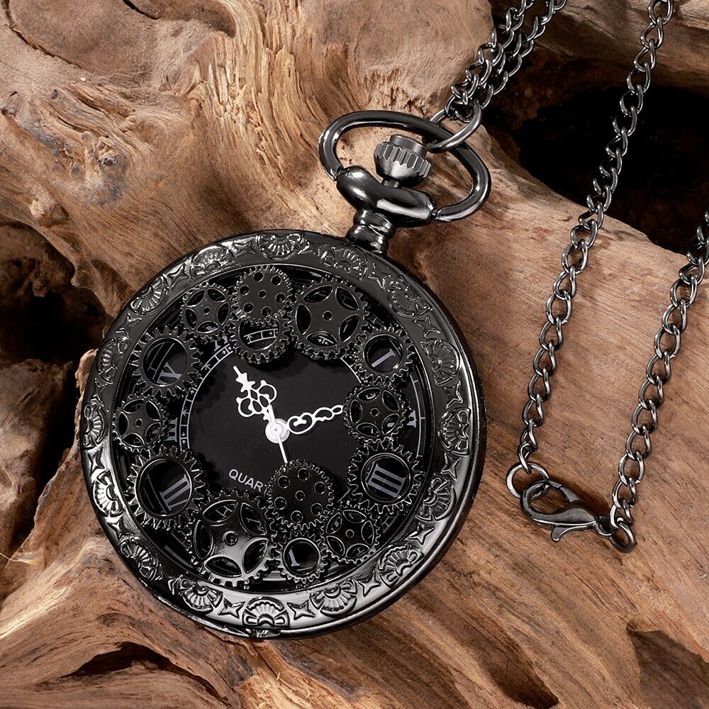 steampunk copper vintage hollow gear hollow quartz pocket watch necklace pendant clock chain men women with chain gifts steampunk copper vintage hollow gear hollow quartz pocket watch necklace pendant clock chain men women with chain gifts