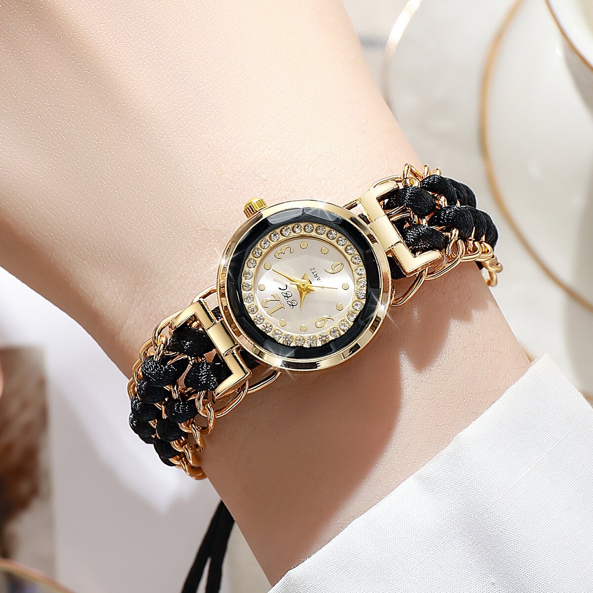women's watch fashion braided rope bracelet quartz watches