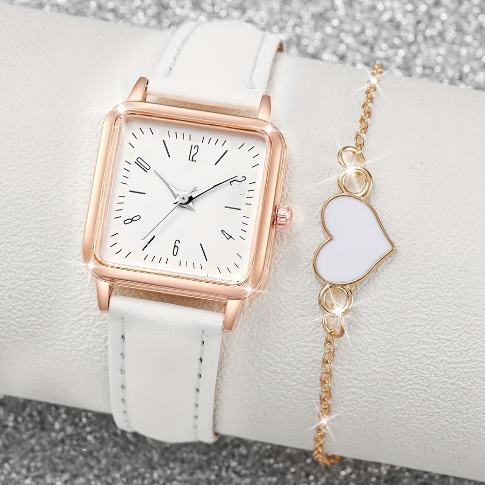 2/4pcs fashion minimalist watch luxury men's and women's leather belt business leisure bracelet quartz watch 2/4pcs fashion minimalist watch luxury men's and women's leather belt business leisure bracelet quartz watch