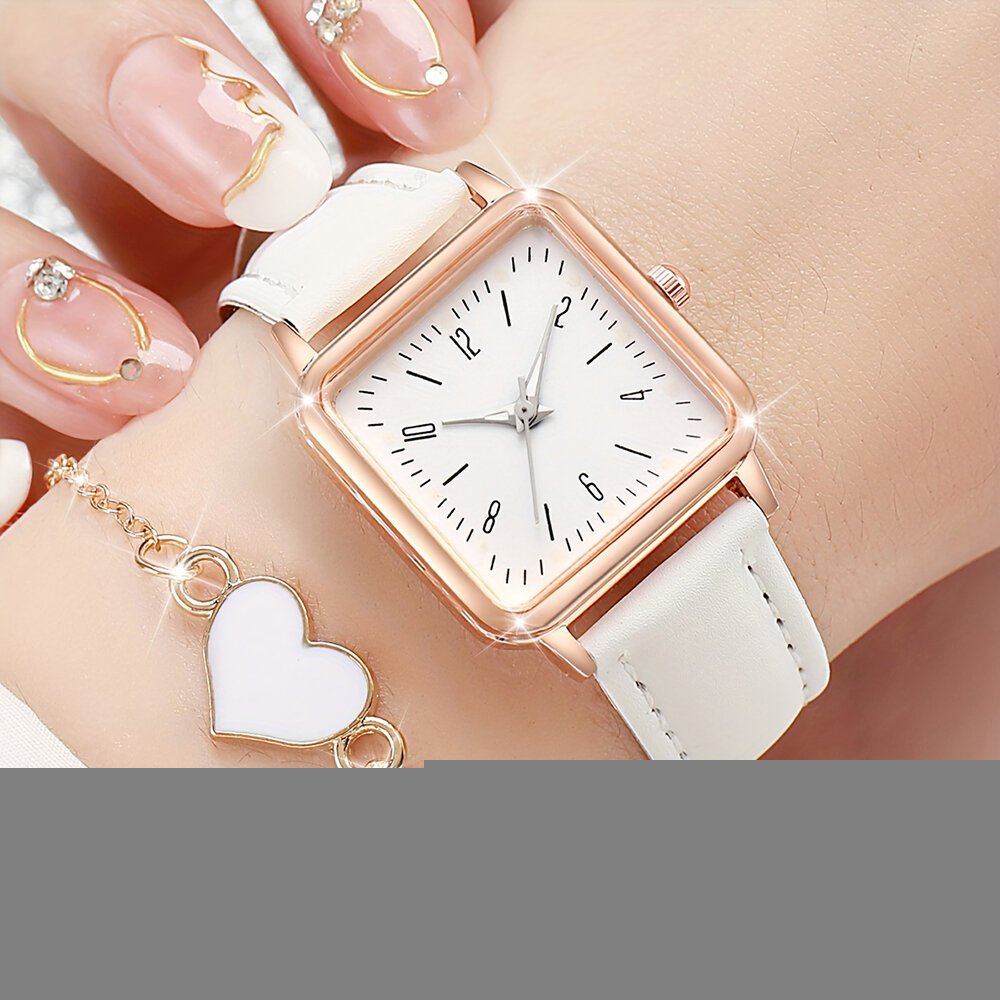 2/4pcs fashion minimalist watch luxury men's and women's leather belt business leisure bracelet quartz watch 2/4pcs fashion minimalist watch luxury men's and women's leather belt business leisure bracelet quartz watch