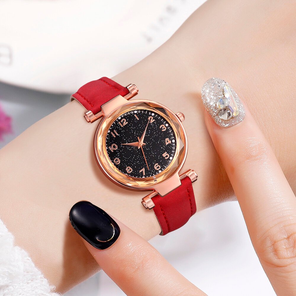 5/6 pcs/set red women's watch with minimalist elements dial quartz watch latex strap cherry elements jewelry set girl's gift 5/6 pcs/set red women's watch with minimalist elements dial quartz watch latex strap cherry elements jewelry set girl's gift