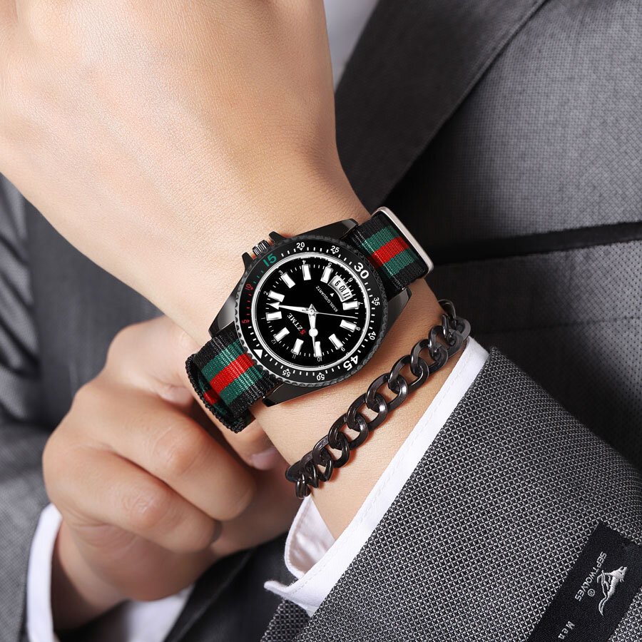 new fashionable men's nylon strap calendar watch, luxurious and simple business men's and women's night light quartz watch new fashionable men's nylon strap calendar watch, luxurious and simple business men's and women's night light quartz watch
