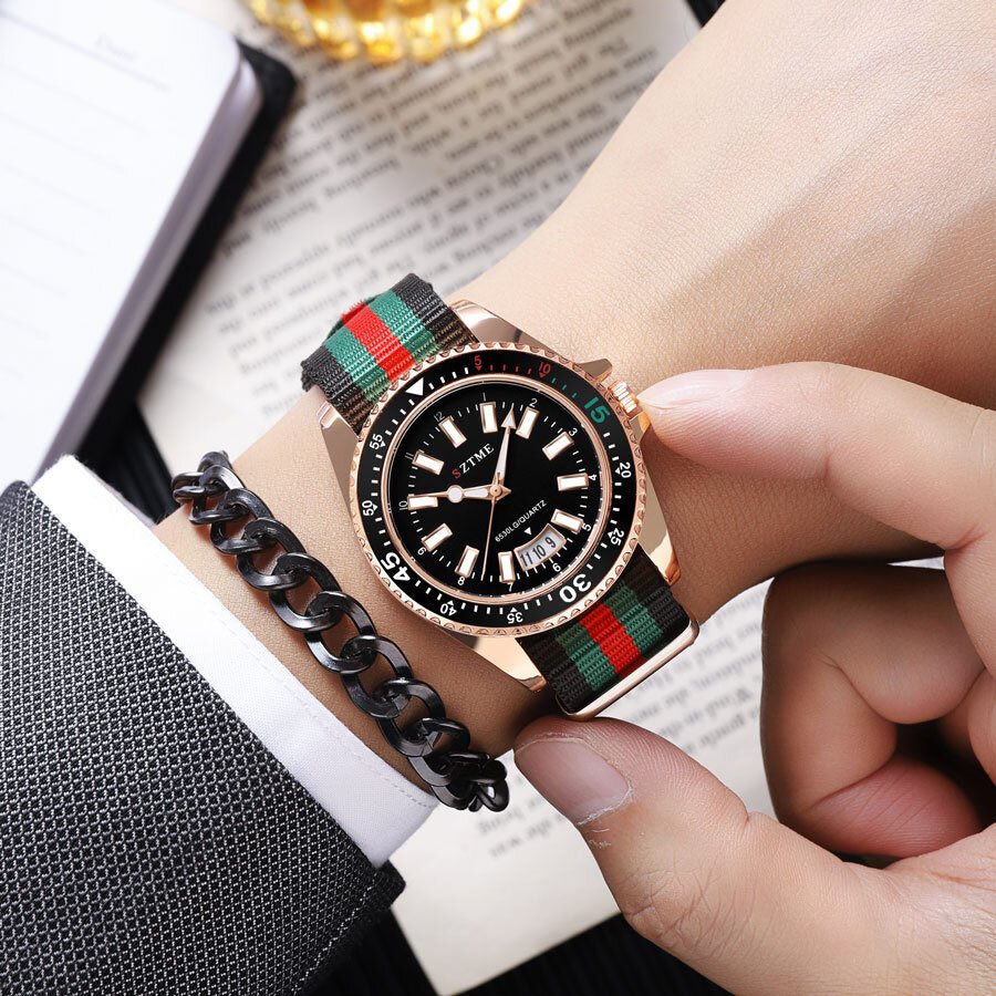 new fashionable men's nylon strap calendar watch, luxurious and simple business men's and women's night light quartz watch new fashionable men's nylon strap calendar watch, luxurious and simple business men's and women's night light quartz watch