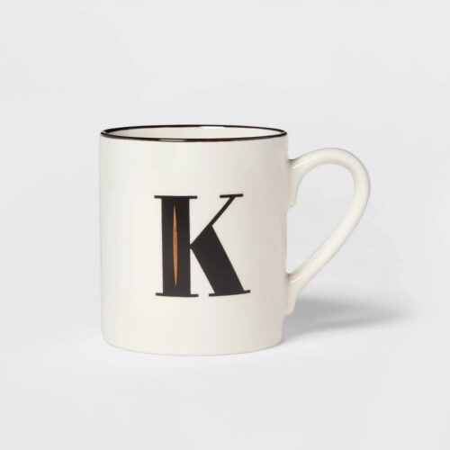 16oz Stoneware Monogram K Mug White - Threshold by Threshold