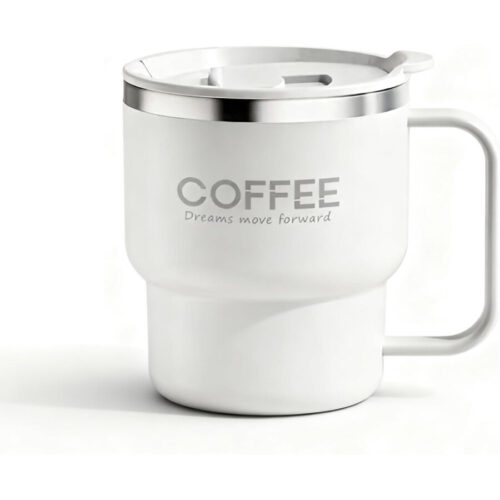 12 oz Insulated Coffee Mug with Lid and Handle Double Wall Vacuum