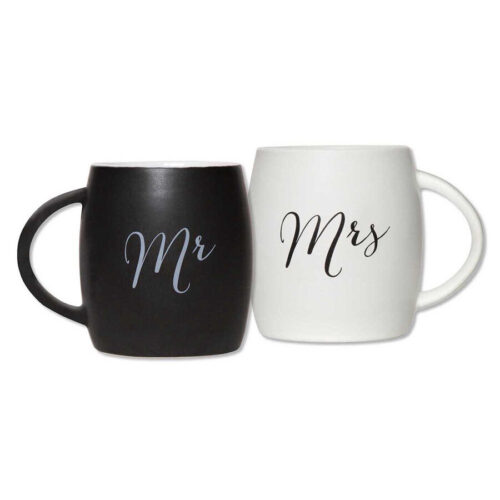 C.R. Gibson True Love Stoneware Coffee Mug Set, Mr. and Mrs. by C.R. Gibson