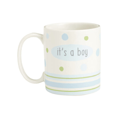 Enesco Its a Boy White & Blue Coffee Mug w Polka Dots - Stoneware by Enesco