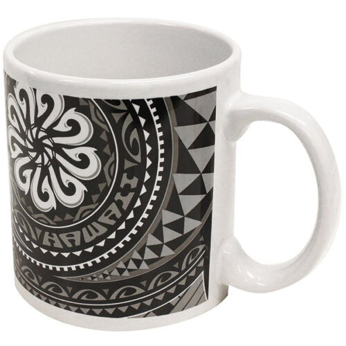 2 Pack Hawaiian Stoneware Coffee Mugs 20 oz. Tribal Fish Hook by Islander
